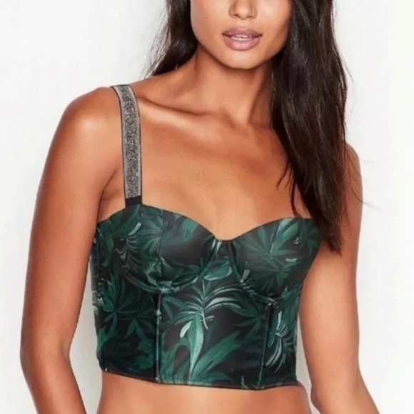 36D Victoria’s Secret Very Sexy Shine Strap Tropical Bustier Corset Bra Top - Picture 4 of 12